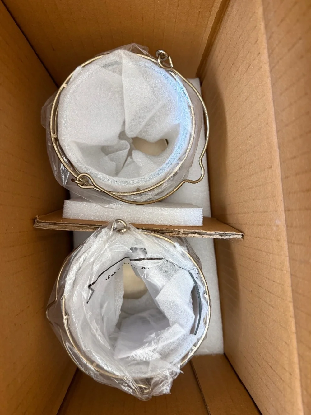 NIB Hearth & Hand Magnolia 2ct Outdoor Stake Candle Lanterns Brass